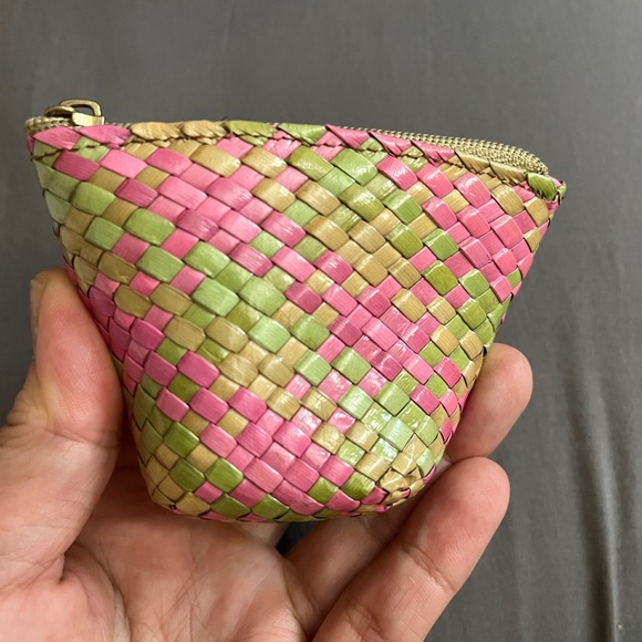 Boho Braided Leaf Coin Purse Woven Natural Palm Wallet Case Bag Kawaii Handmade - Picture 11 of 14